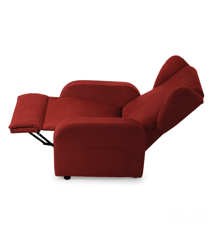 POLTRONA BELLAHOME "STAR" CON RECLINER IN TESSUTO ROSSO 73X77X106 CM
