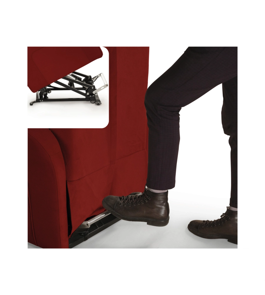 POLTRONA BELLAHOME "STAR" CON RECLINER IN TESSUTO ROSSO 73X77X106 CM