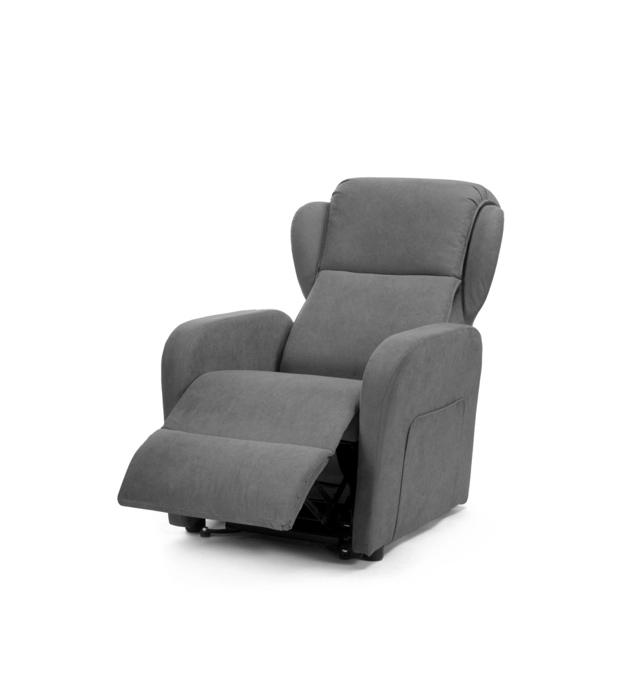 POLTRONA BELLAHOME "DIVA" CON RECLINER IN TESSUTO GRIGIO 73X77X106 CM