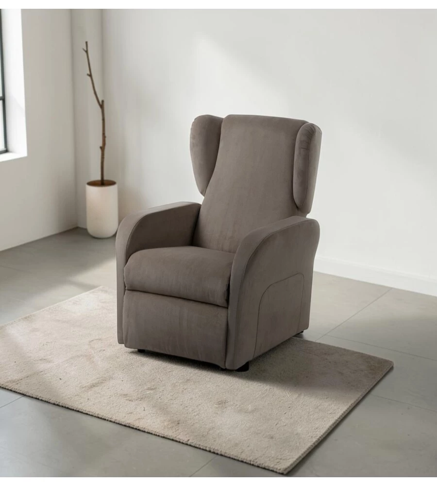 POLTRONA BELLAHOME "DIVA" CON RECLINER IN TESSUTO TORTORA 73X77X106 CM