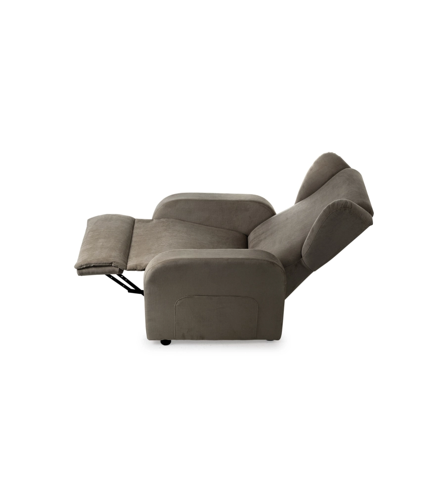 POLTRONA BELLAHOME "DIVA" CON RECLINER IN TESSUTO TORTORA 73X77X106 CM