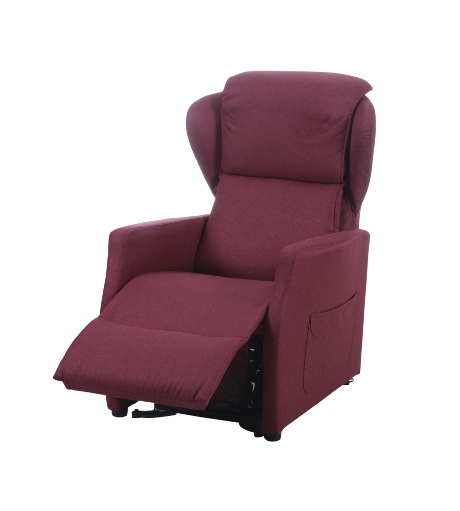 POLTRONA BELLAHOME "DIVA" CON RECLINER IN TESSUTO ROSSO 73X77X106 CM