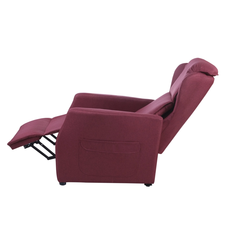 POLTRONA BELLAHOME "DIVA" CON RECLINER IN TESSUTO ROSSO 73X77X106 CM