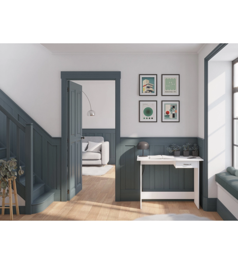 SCRIVANIA CON CASSETTO E VANO BIANCO 100X49,2X76,4 CM