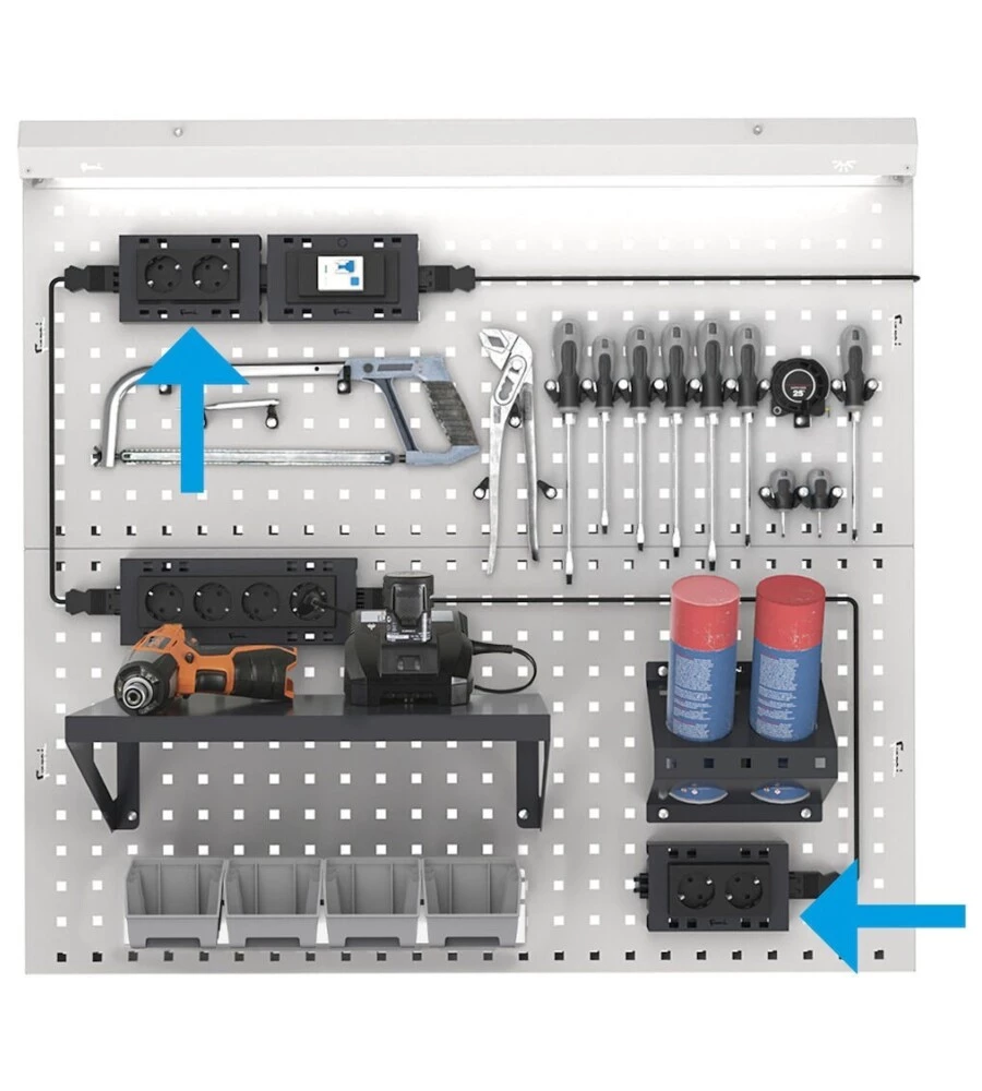 Supporto multipresa a 2 posti Fami in acciaio antracite 14,8x3,2x9,2 cm