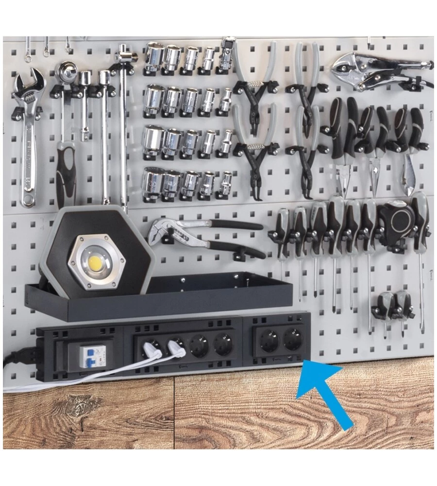 Supporto multipresa a 2 posti Fami in acciaio antracite 14,8x3,2x9,2 cm