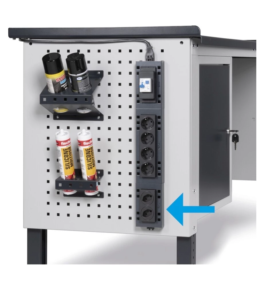 Supporto multipresa a 2 posti Fami in acciaio antracite 14,8x3,2x9,2 cm