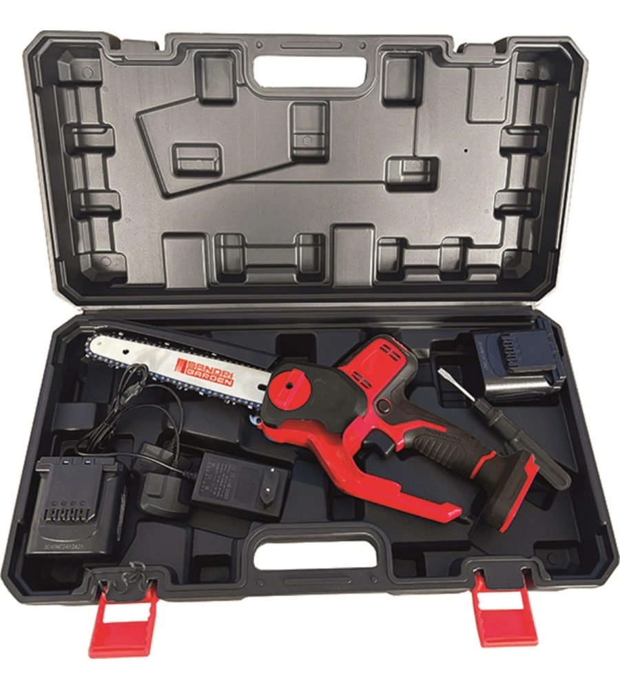 KIT POTATORE A CATENA A BATTERIA SANDRIGARDEN "SG-TR2400" BARRA 24 CM 2 BATTERIE 21V 4AH E ASTA TELESCOPICA 300 CM