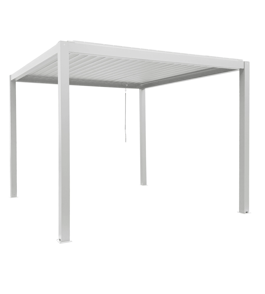 PERGOLA BIOCLIMATICA EUROGARDEN "AFRODITE" CON APERTURA A MANOVELLA AD ASTA IN ACCIAIO BIANCO 3X4X2,5 MT