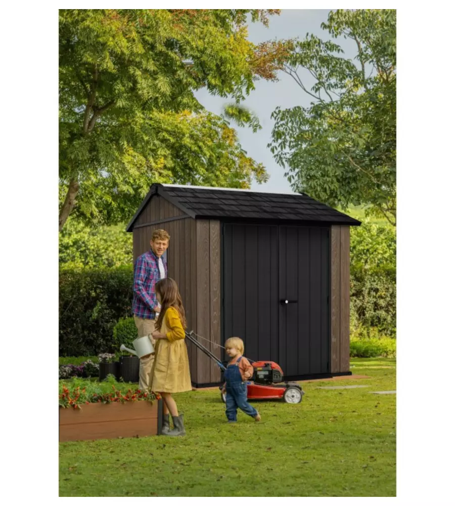 CASETTA DA GIARDINO KETER "APEX 757/775" IN RESINA MARRONE DOPPIA OPZIONE MONTAGGIO 230X223,8X246 CM