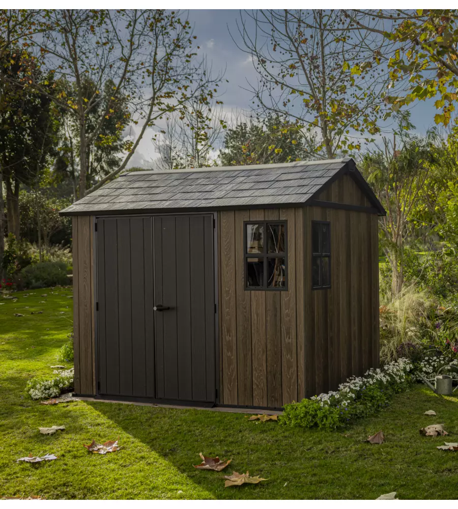 CASETTA DA GIARDINO KETER "APEX 759/975" IN RESINA MARRONE DOPPIA OPZIONE MONTAGGIO 230X287X246 CM