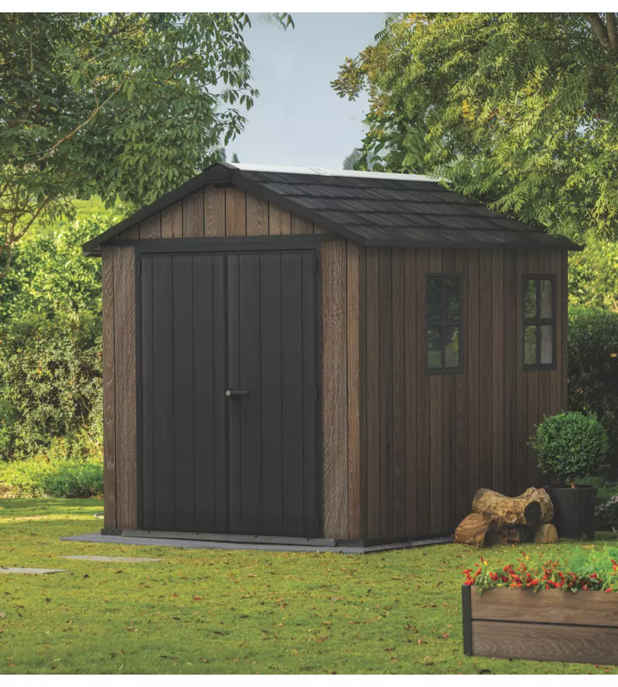 CASETTA DA GIARDINO KETER "APEX 759/975" IN RESINA MARRONE DOPPIA OPZIONE MONTAGGIO 230X287X246 CM