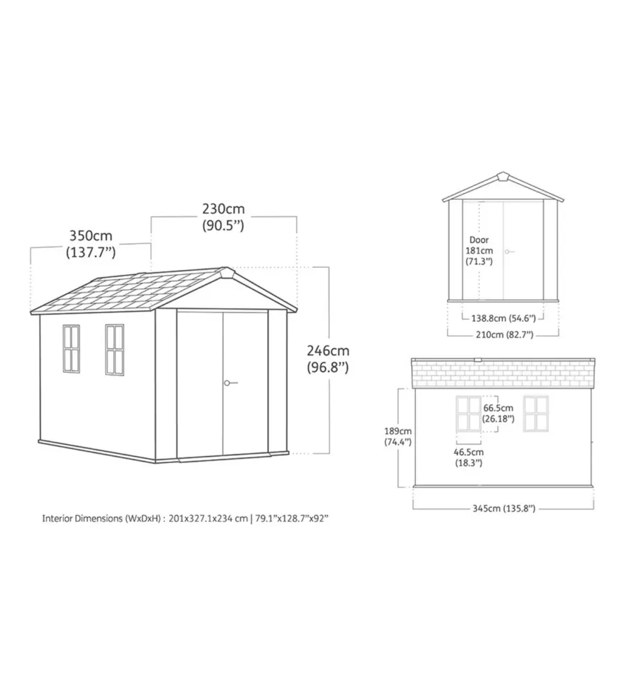CASETTA DA GIARDINO KETER "APEX 7511/1175" IN RESINA MARRONE DOPPIA OPZIONE MONTAGGIO 230X350X246 CM