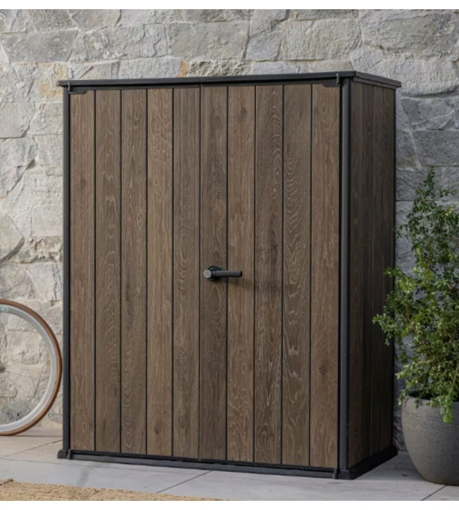 PORTATTREZZI MULTIUSO KETER "VERTICAL SHED" IN RESINA EFFETTO LEGNO 140X73,6X170 CM