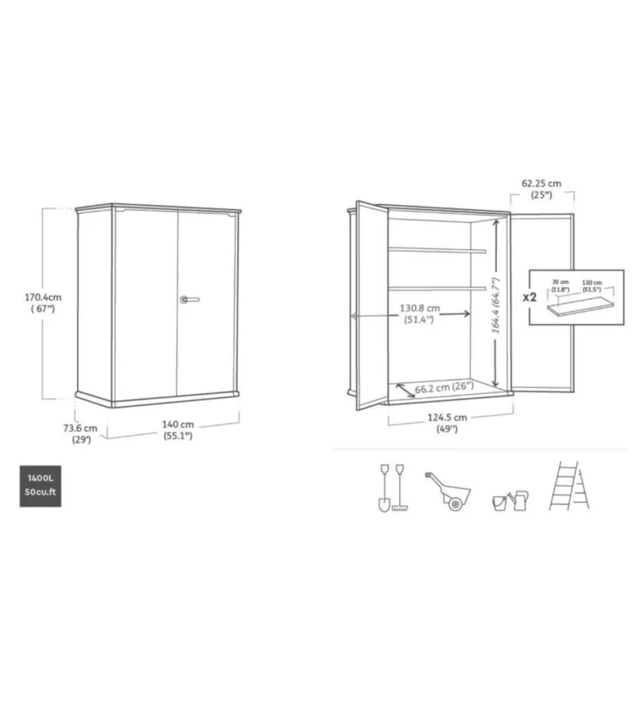 PORTATTREZZI MULTIUSO KETER "VERTICAL SHED" IN RESINA EFFETTO LEGNO 140X73,6X170 CM