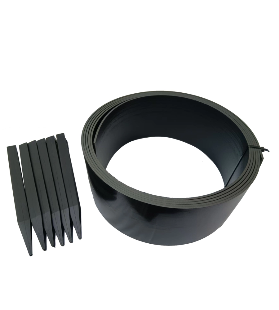 Bordura da esterno EuroGarden in plastica grigio con 6 picchetti 5 metri