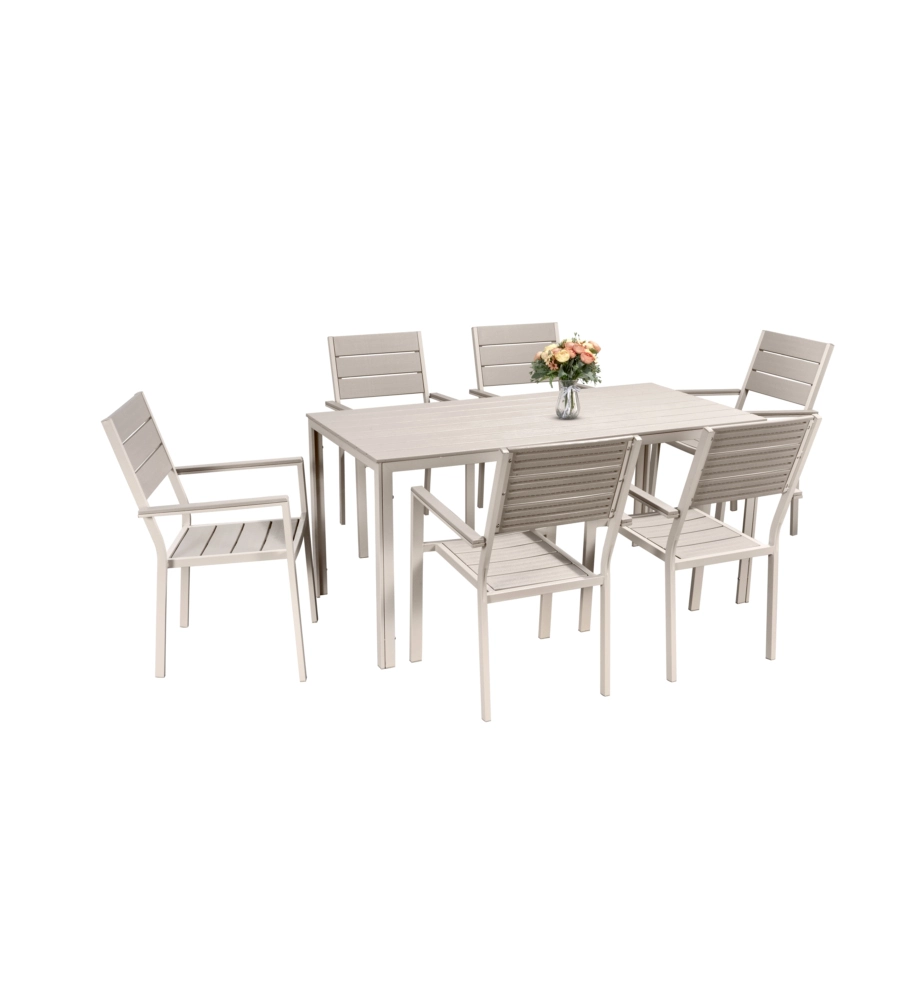 SET DA GIARDINO EUROGARDEN "IBISCO" IN HDPE TORTORA TAVOLO E 6 SEDIE