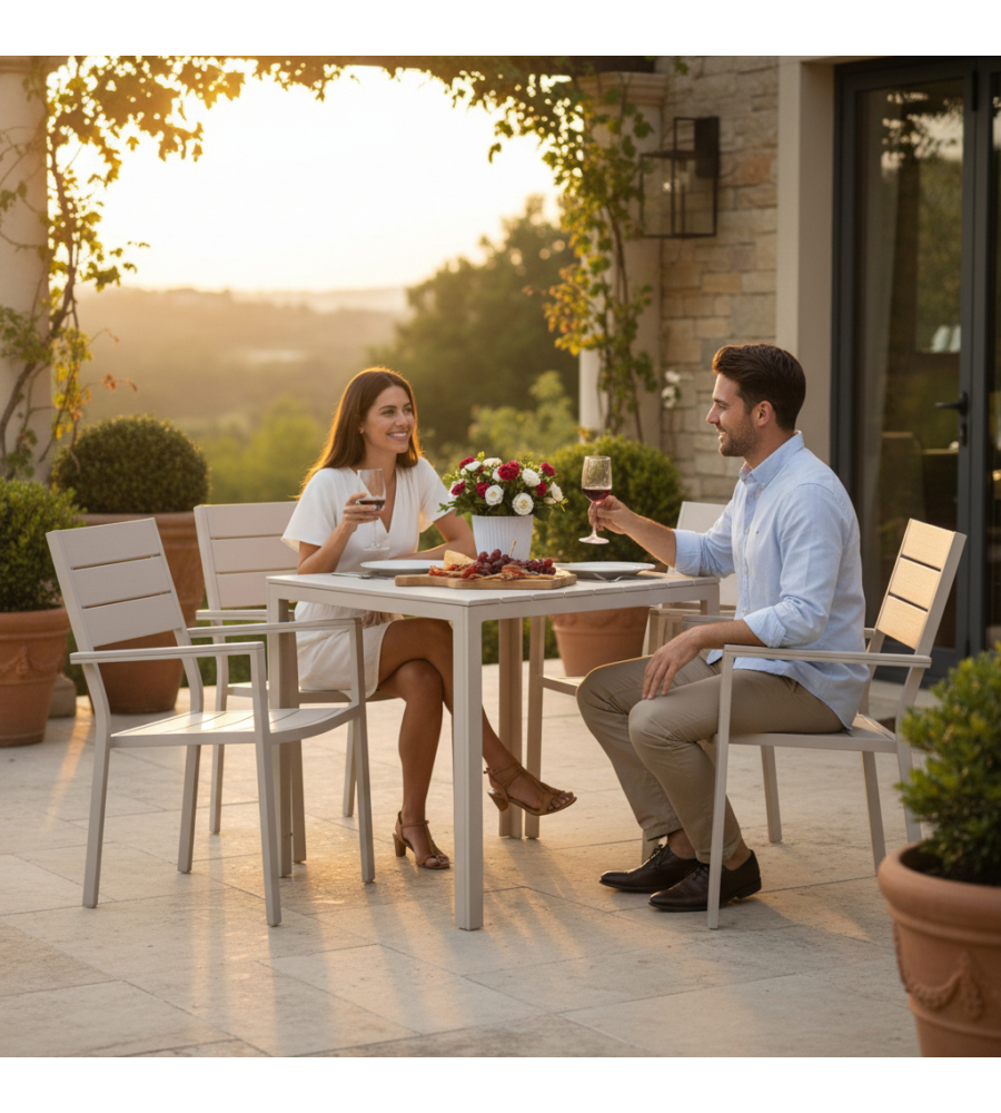 SET DA GIARDINO EUROGARDEN "IBISCO" IN HDPE TORTORA TAVOLO E 4 SEDIE