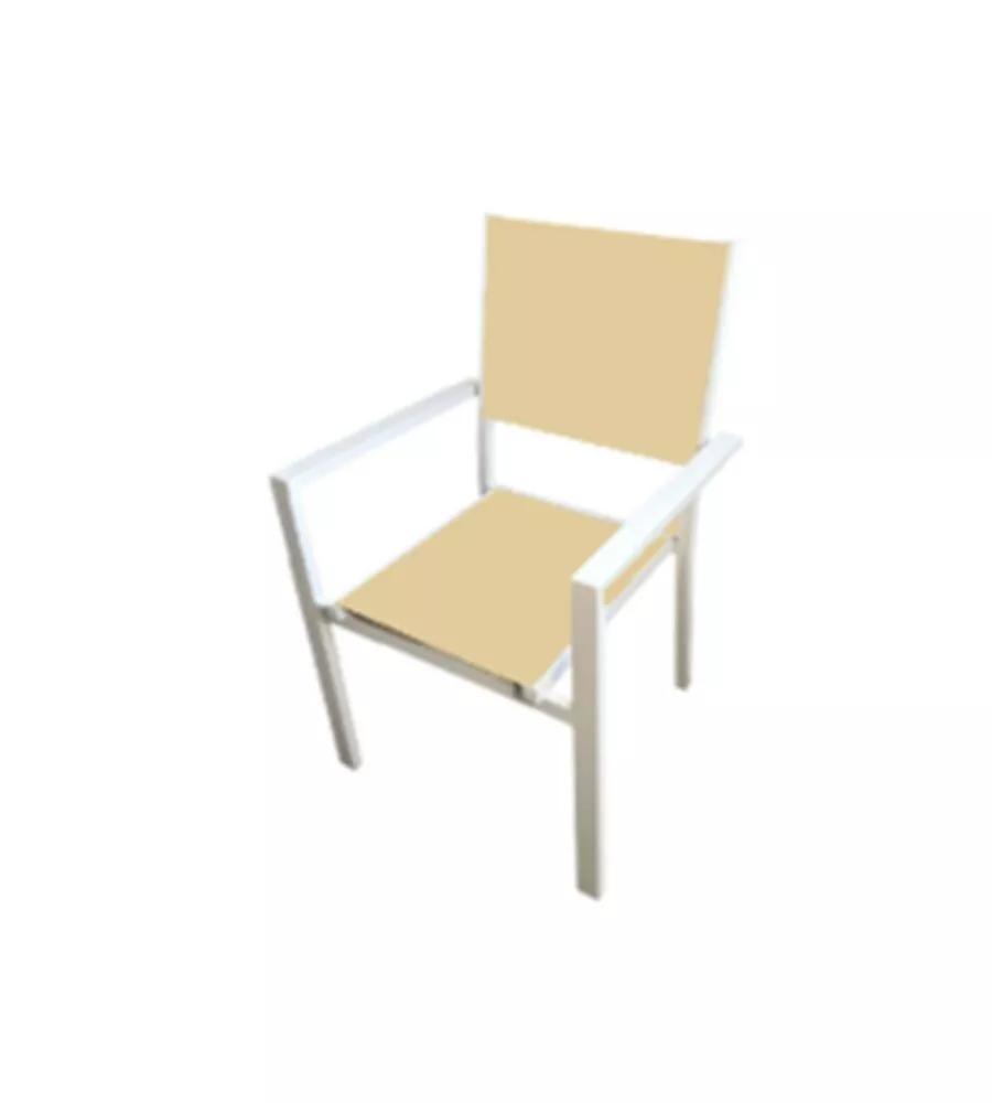 SEDIA DA ESTERNO EUROGARDEN IN ALLUMINIO E TEXTILENE BIANCO 60X56,5X87 CM