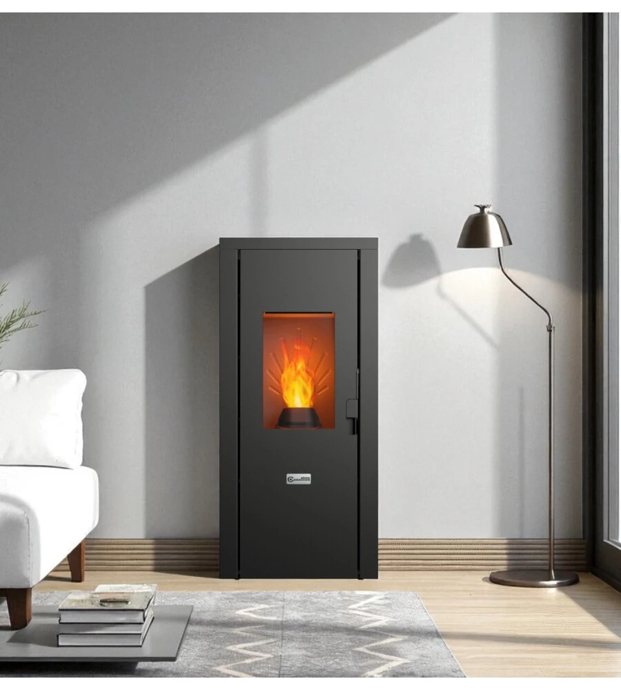 STUFA A PELLET ERMETICA CANADIAN STOVE "DESIGNEVO 9C" NERO 8,3 KW