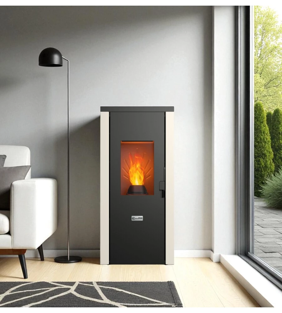 STUFA A PELLET ERMETICA CANADIAN STOVE "DESIGNEVO 9C" BIANCO 8,3 KW