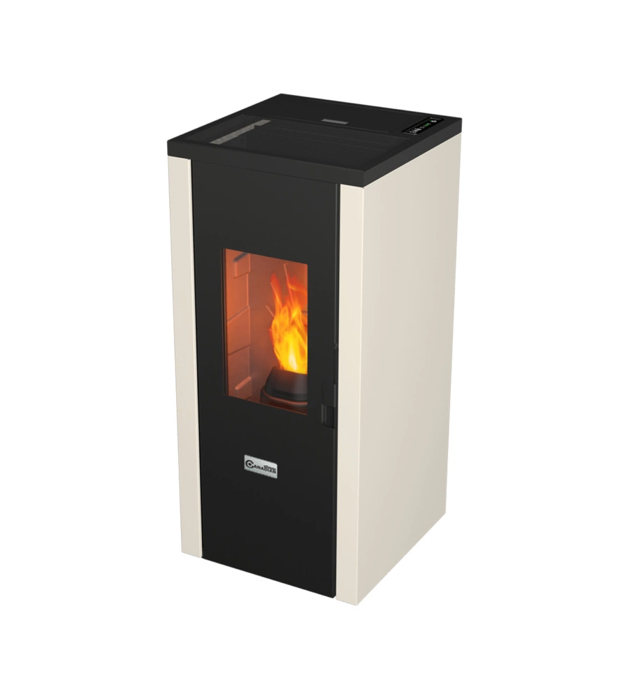 STUFA A PELLET ERMETICA CANADIAN STOVE "DESIGNEVO 9C" BIANCO 8,3 KW