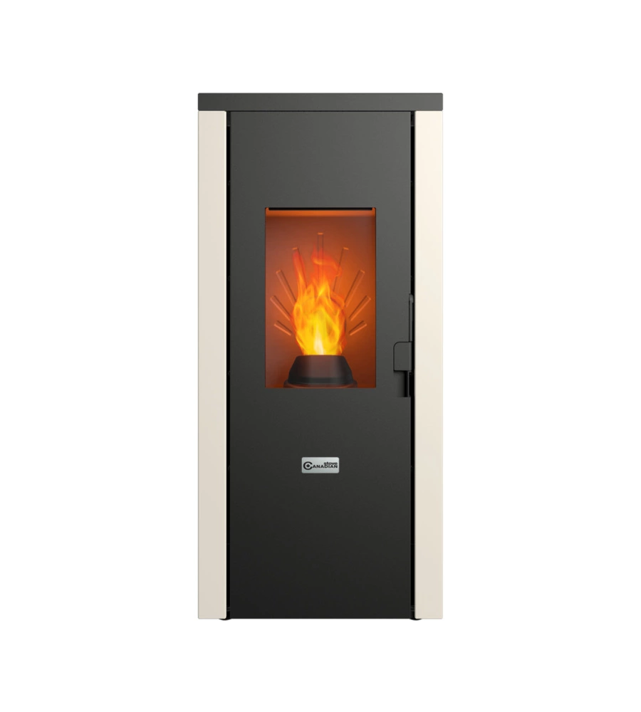 STUFA A PELLET ERMETICA CANADIAN STOVE "DESIGNEVO 9C" BIANCO 8,3 KW