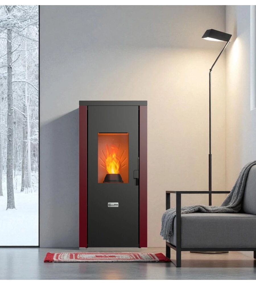 STUFA A PELLET ERMETICA CANADIAN STOVE "DESIGNEVO FINE DUSTER" BORDEAUX 8 KW