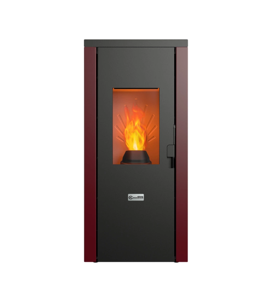 STUFA A PELLET ERMETICA CANADIAN STOVE "DESIGNEVO FINE DUSTER" BORDEAUX 8 KW