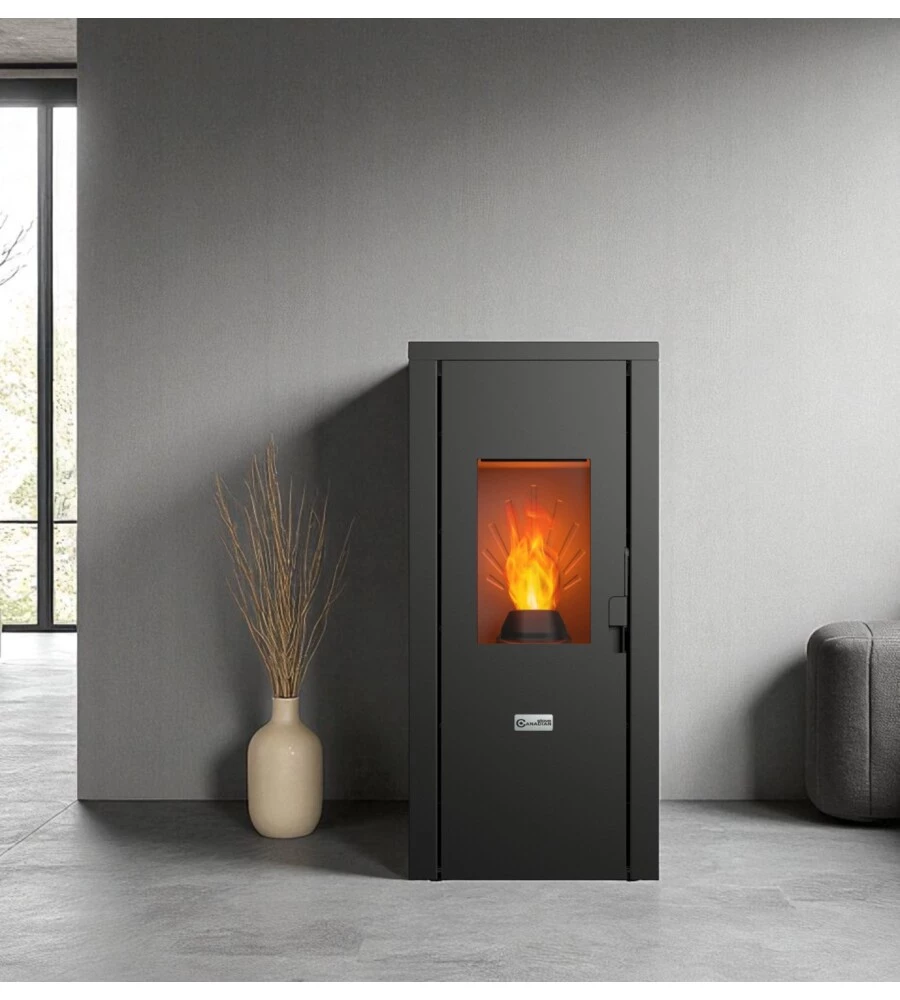 STUFA A PELLET ERMETICA CANADIAN STOVE "DESIGNEVO FINE DUSTER" NERO 8 KW