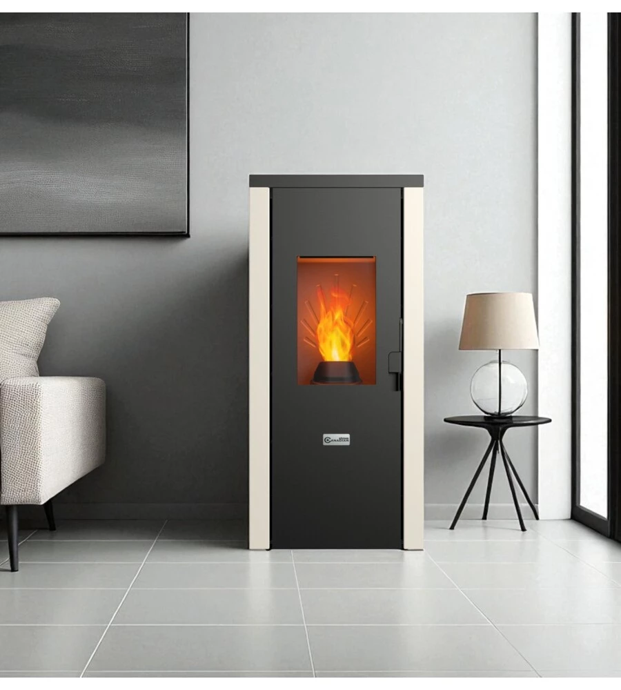 STUFA A PELLET ERMETICA CANADIAN STOVE "DESIGNEVO FINE DUSTER" BIANCO 8 KW