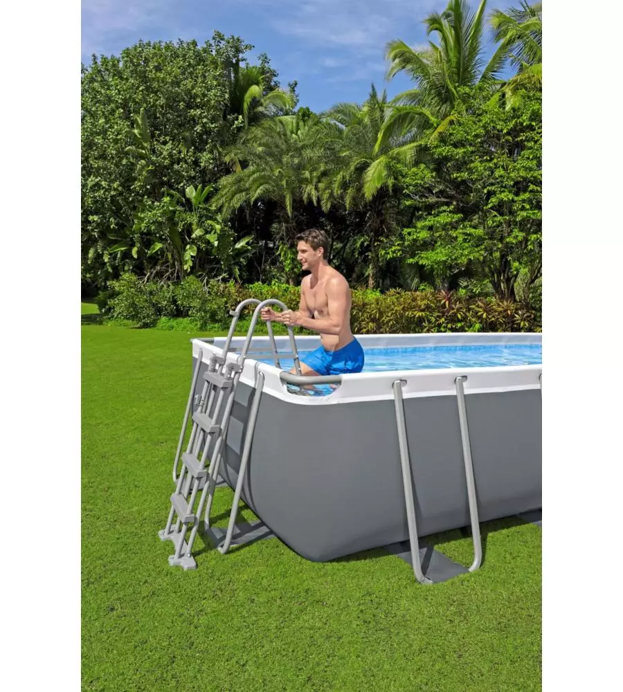PISCINA FUORI TERRA CON STRUTTURA RETTANGOLARE BESTWAY "STEEL PRO MAX" GRIGIO SCURO 488X244X122 CM - COD. 56670