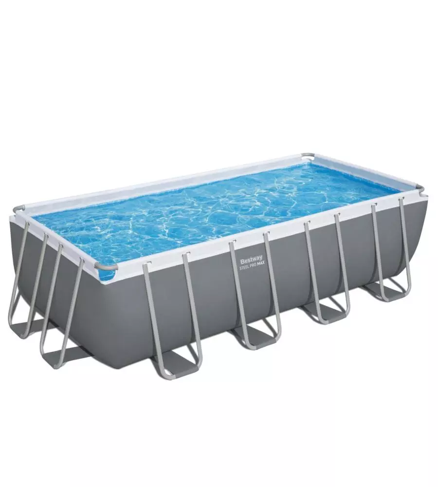 PISCINA FUORI TERRA CON STRUTTURA RETTANGOLARE BESTWAY "STEEL PRO MAX" GRIGIO SCURO 488X244X122 CM - COD. 56671