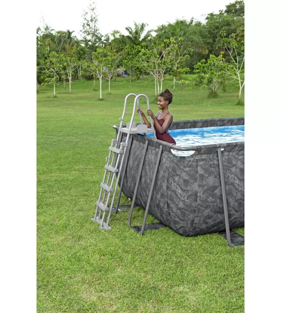 PISCINA FUORI TERRA CON STRUTTURA RETTANGOLARE BESTWAY "APX 365" GRIGIO SCURO EFFETTO MARMO 549X274X132 CM