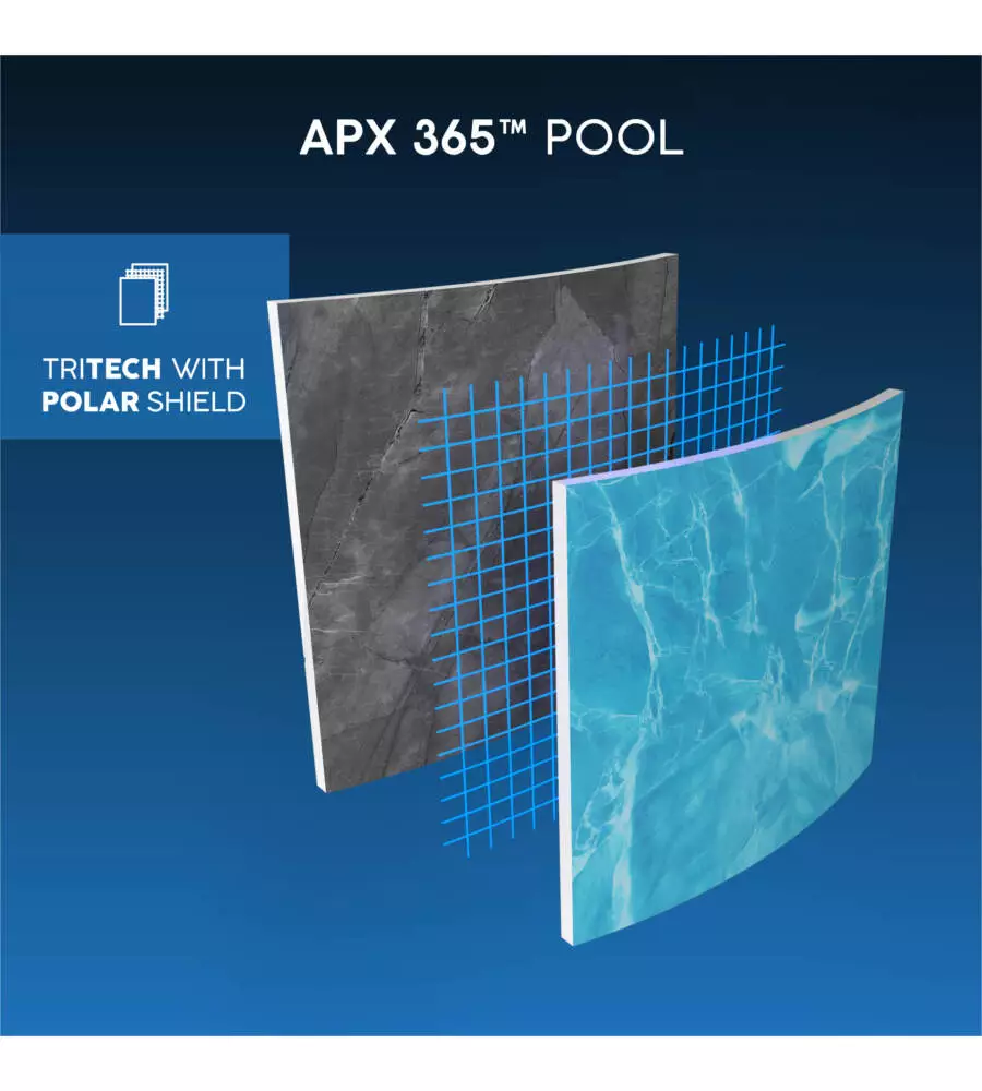 PISCINA FUORI TERRA CON STRUTTURA RETTANGOLARE BESTWAY "APX 365" GRIGIO SCURO EFFETTO MARMO 956X488X132 CM