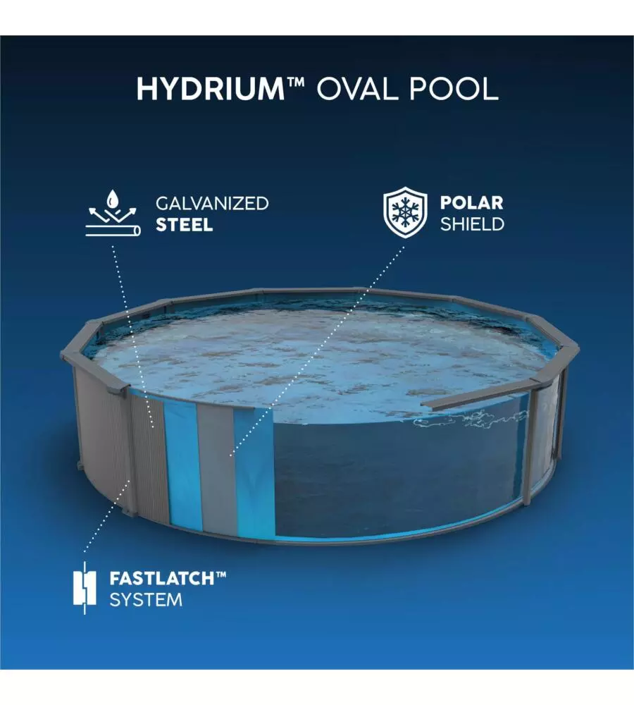 PISCINA FUORI TERRA CON STRUTTURA OVALE BESTWAY "HYDRIUM" GRIGIO SCURO 732X366X132 CM