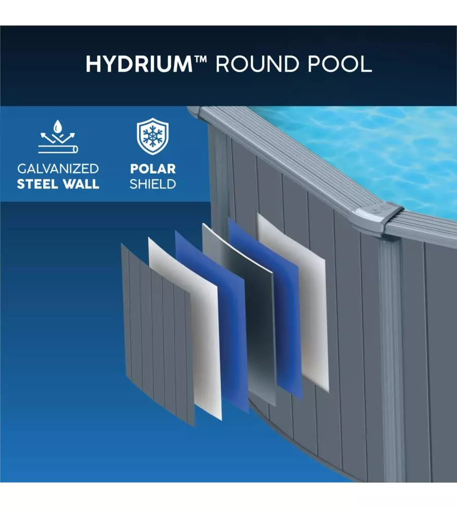 PISCINA FUORI TERRA CON STRUTTURA OVALE BESTWAY "HYDRIUM" GRIGIO SCURO 732X366X132 CM