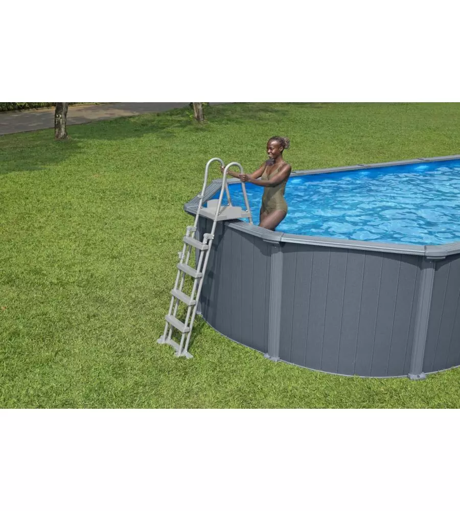 PISCINA FUORI TERRA CON STRUTTURA OVALE BESTWAY "HYDRIUM" GRIGIO SCURO 732X366X132 CM