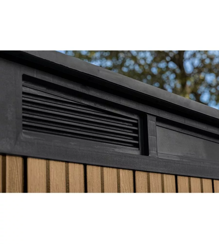 CASETTA DA GIARDINO KETER "PENT 7X7" IN RESINA MARRONE CON PORTA BATTENTE DOPPIA 214X218X226 CM