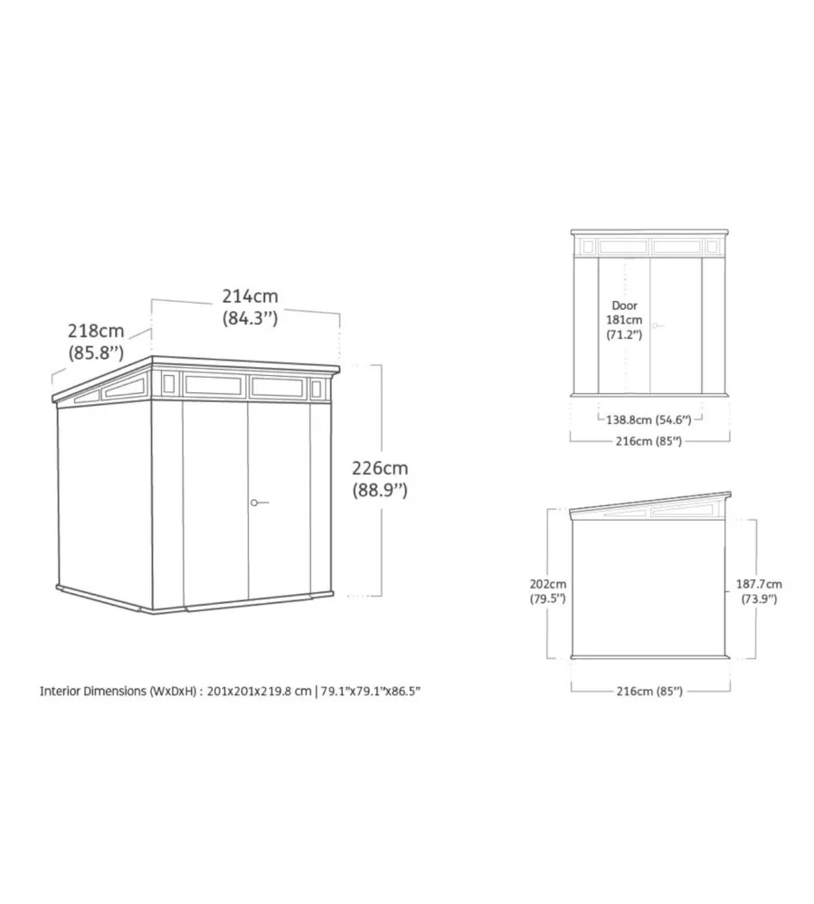 CASETTA DA GIARDINO KETER "PENT 7X7" IN RESINA MARRONE CON PORTA BATTENTE DOPPIA 214X218X226 CM