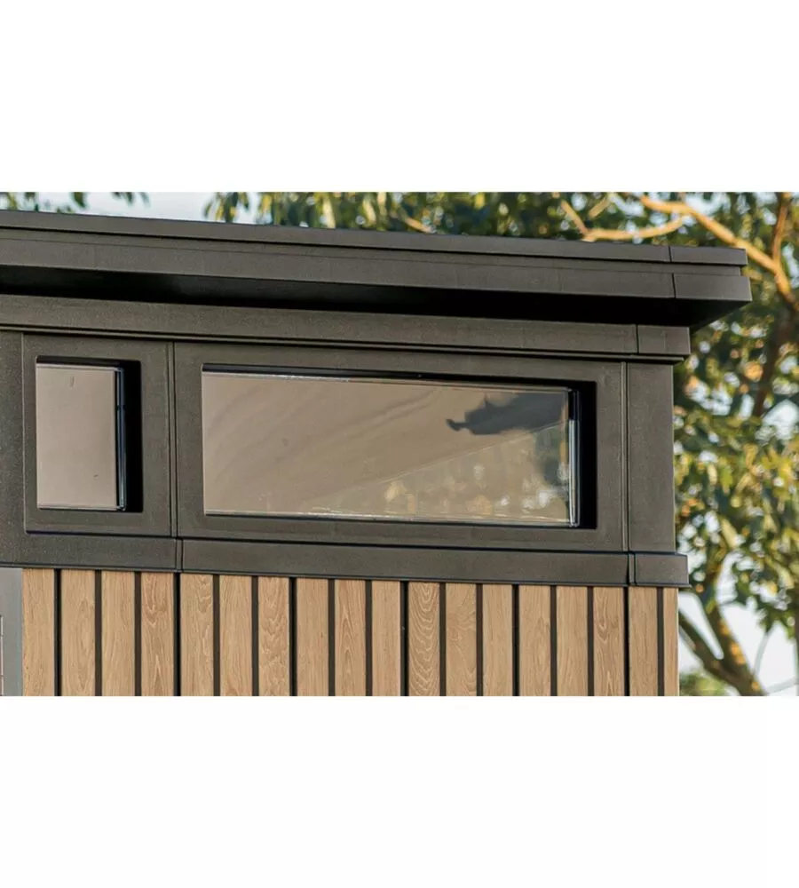 CASETTA DA GIARDINO KETER "PENT 9X7" IN RESINA MARRONE CON PORTA BATTENTE DOPPIA 277X218X226 CM