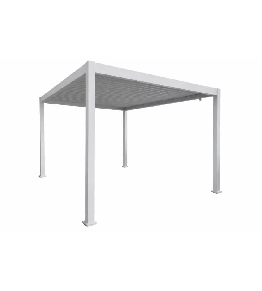 PERGOLA BIOCLIMATICA EUROGARDEN "ATENA" CON APERTURA A MANOVELLA IN ALLUMINIO BIANCO 3X3X2,5 MT