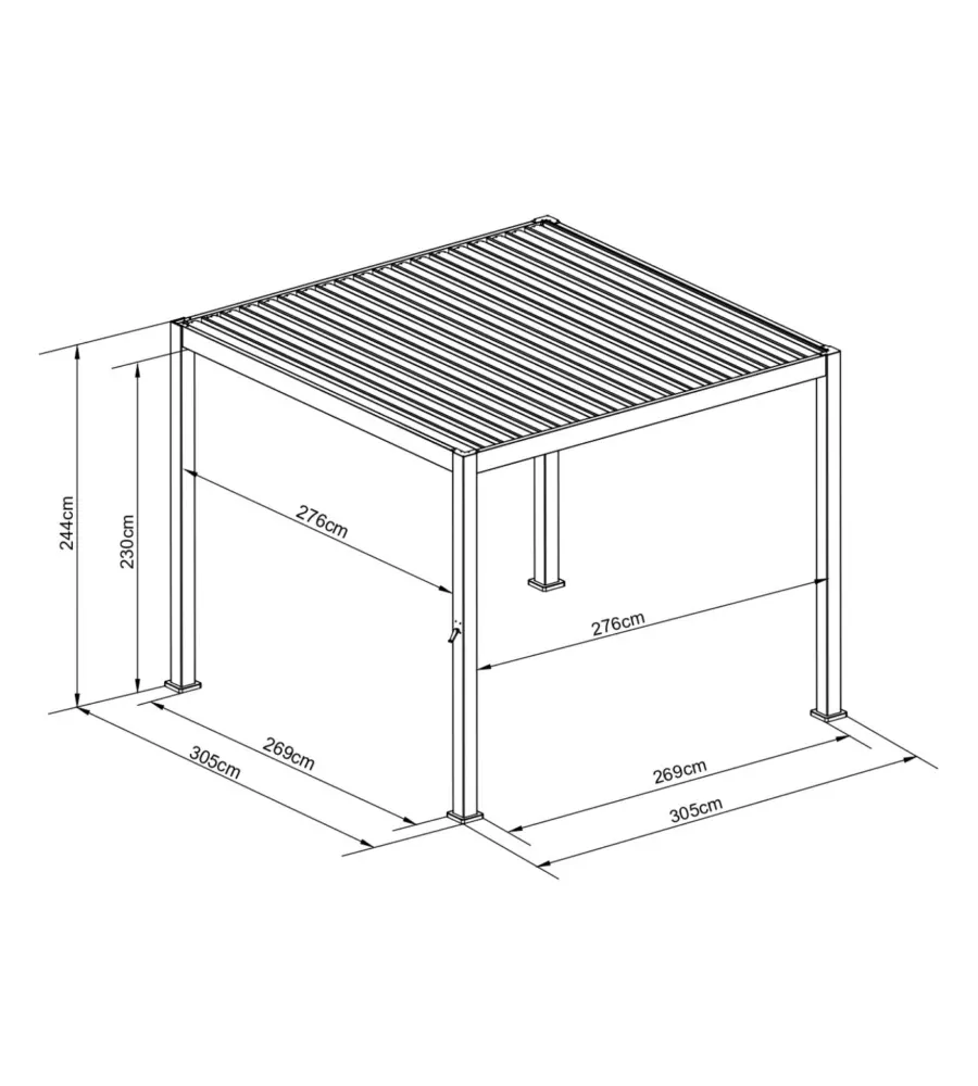 PERGOLA BIOCLIMATICA EUROGARDEN "ATENA" CON APERTURA A MANOVELLA IN ALLUMINIO BIANCO 3X3X2,5 MT