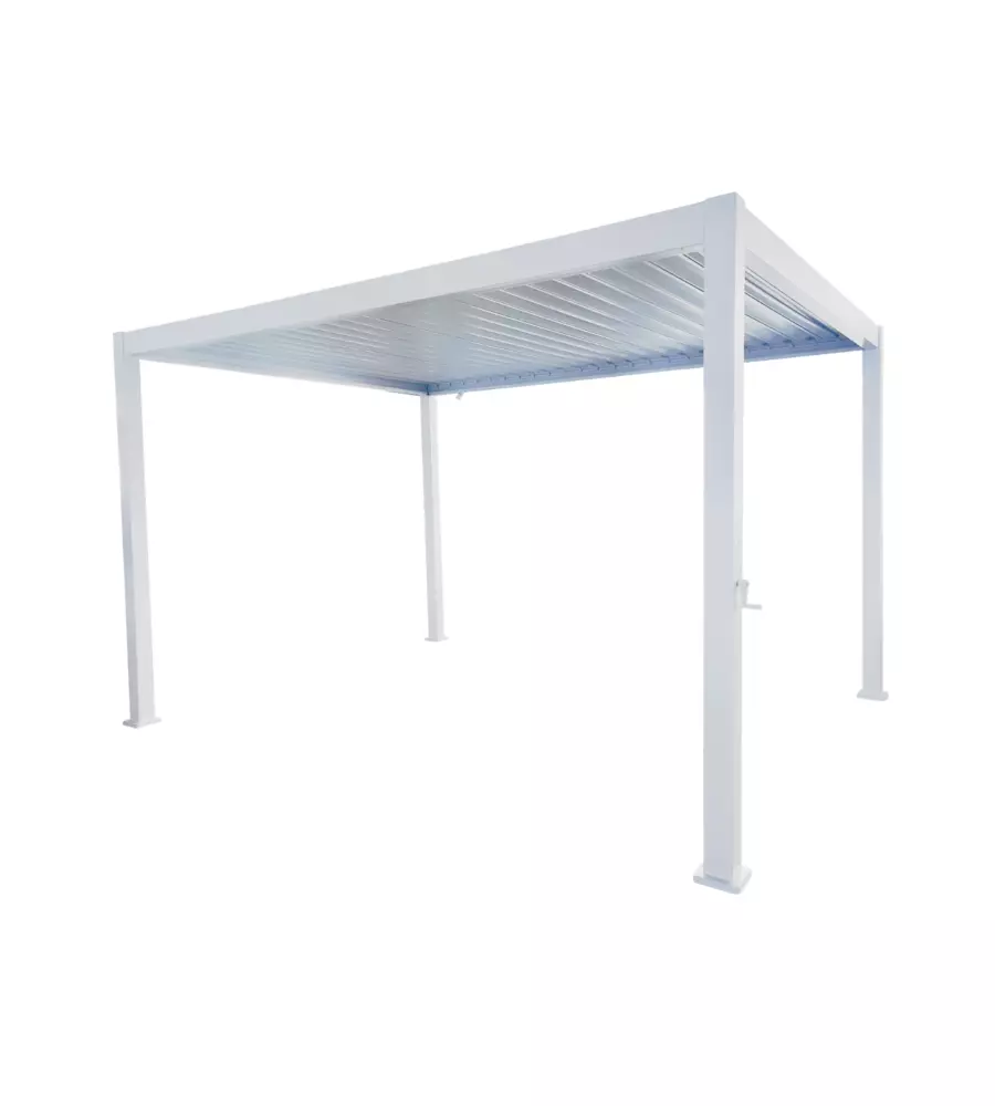 PERGOLA BIOCLIMATICA EUROGARDEN "ATENA" CON APERTURA A MANOVELLA IN ALLUMINIO BIANCO 3X4X2,5 MT
