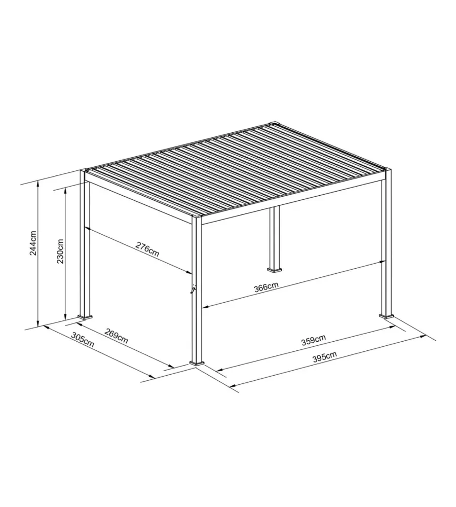 PERGOLA BIOCLIMATICA EUROGARDEN "ATENA" CON APERTURA A MANOVELLA IN ALLUMINIO BIANCO 3X4X2,5 MT