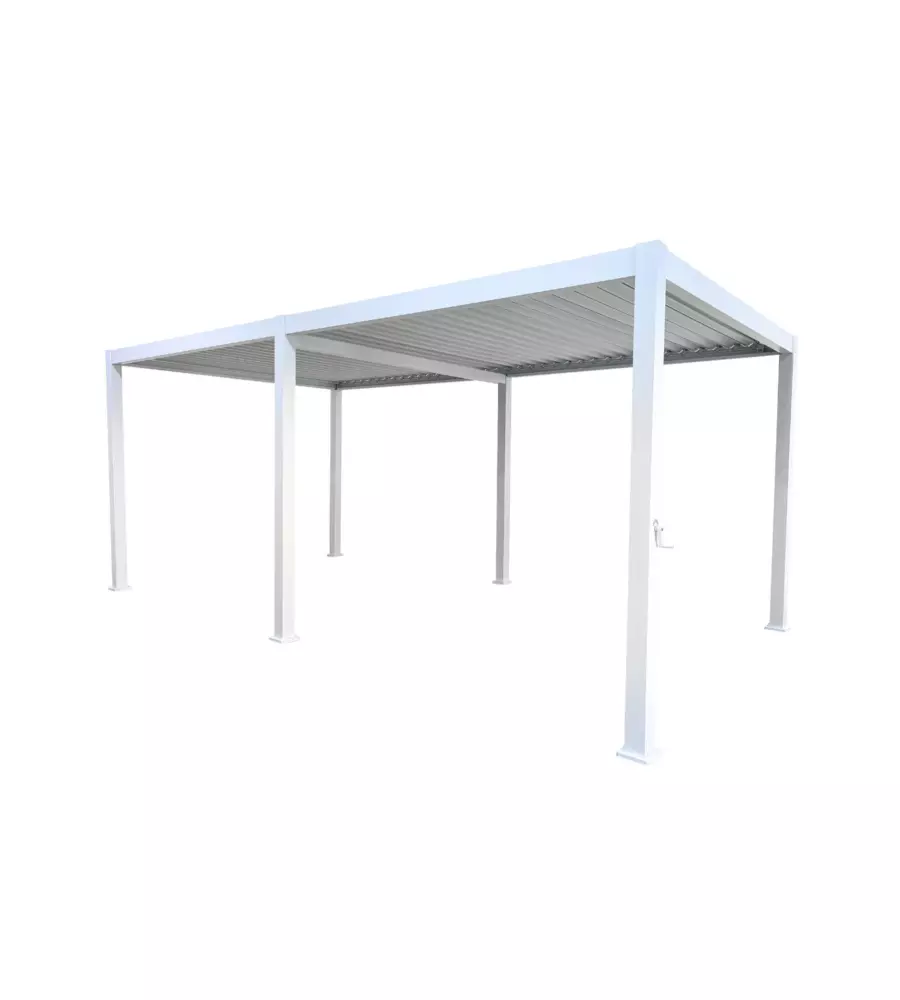 PERGOLA BIOCLIMATICA EUROGARDEN "ATENA" CON APERTURA A MANOVELLA IN ALLUMINIO BIANCO 3X6X2,5 MT