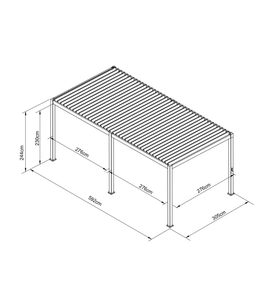 PERGOLA BIOCLIMATICA EUROGARDEN "ATENA" CON APERTURA A MANOVELLA IN ALLUMINIO BIANCO 3X6X2,5 MT