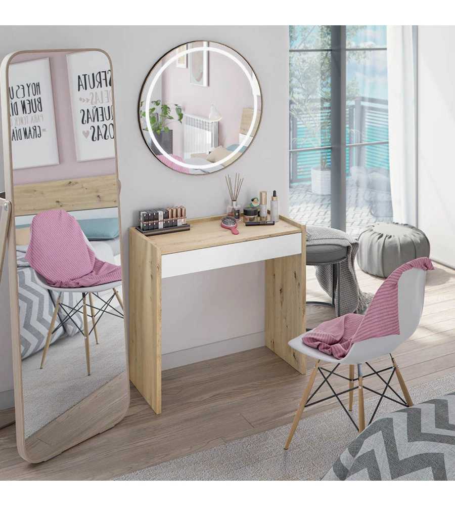 SCRIVANIA CON CASSETTO LEGNO E BIANCO 81,5X40X77 CM