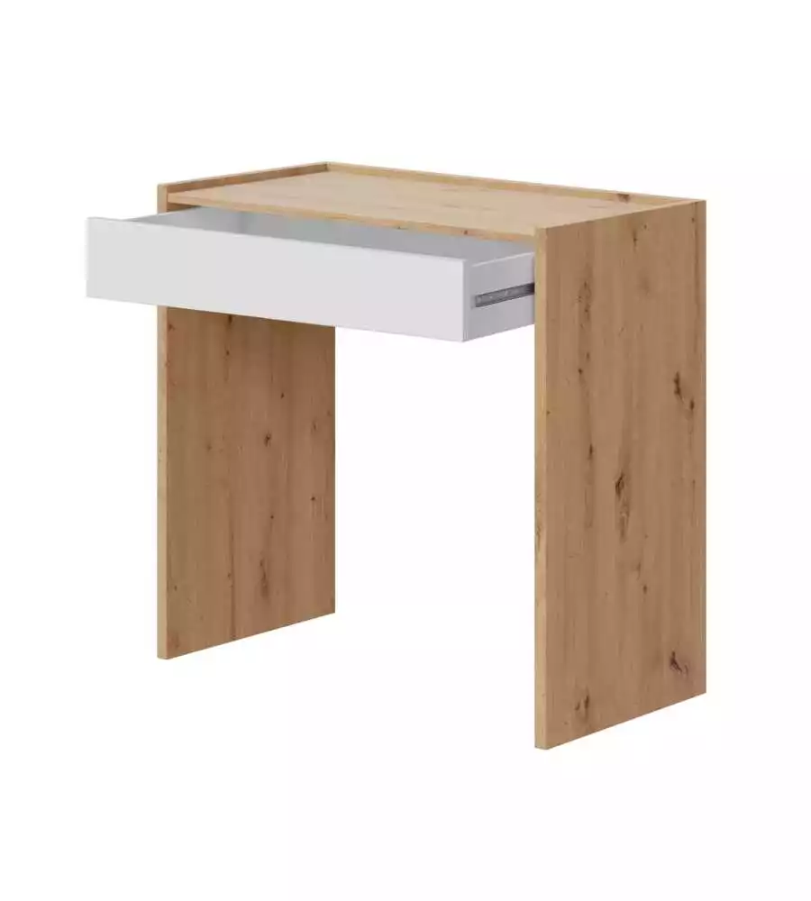 SCRIVANIA CON CASSETTO LEGNO E BIANCO 81,5X40X77 CM