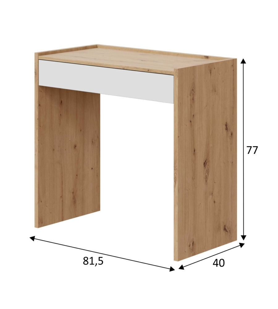 SCRIVANIA CON CASSETTO LEGNO E BIANCO 81,5X40X77 CM